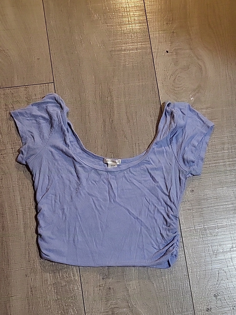 Ribbed Scoop Neck Crop Top - Lavender